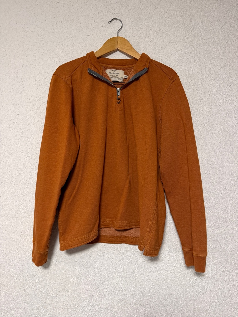 Old Ranch Half-Zip Pullover Sweatshirt - Rust Orange Men’s Large